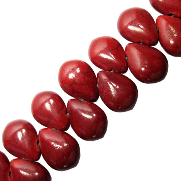 Намистини Краплі Середні Розмір 14 мм, Колір Вишневий, Камінь Бірюза Синтетична, Фурнітура на Біжутерію, фото 1