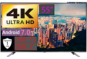 НОВИНКА! Телевізор LED ТЕЛЕВІЗОР 55" SmartTV 4К UHD Android 13.0.0 DVB-T2