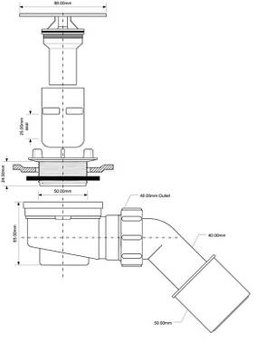 Сифон для душових піддонів ТМ McAlpine HC252588B Англія, фото 2