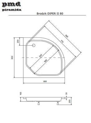 ПАНЕЛЬ до душового піддону DIPER-2 80х80х25 BESCO PMD PIRAMIDA, фото 4