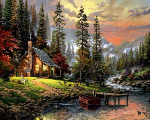 Картини по номерам 40х50 см. Babylon Мисливський будиночок Художник Томас Кінкейд (VP-1261)