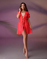 Коротка пляжна туніка 206, колір - неоновий корал. Розмір 42-44