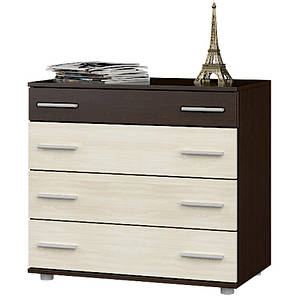 Комод на 4 шухляди для будинку К-1 (телескопи) венге темний + дуб молочний