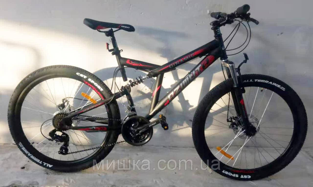 Велосипед гірський двопідвісний Dinamic GFRD 26", рама 18,5" чорно-червоний