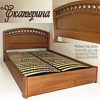 Ліжко полуторне дерев'яне 120Х200 «Екатерина» з ящиками, з підіймальним механізмом біле з дерева