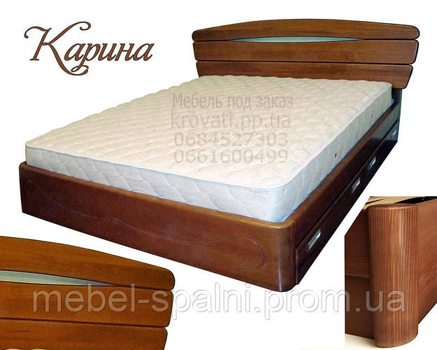 Кровать двуспальная деревянная 160х190 «Карина» с ящиками, с подъемным ...