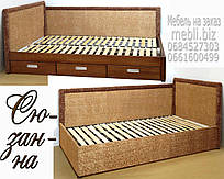 Ліжко односпальне дерев'яне 90х190 «Сюзенна» з шухлядами біле від виробника з дерева