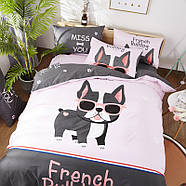 Полуторний комплект постільної білизни French Bulldog (бавовна), фото 4