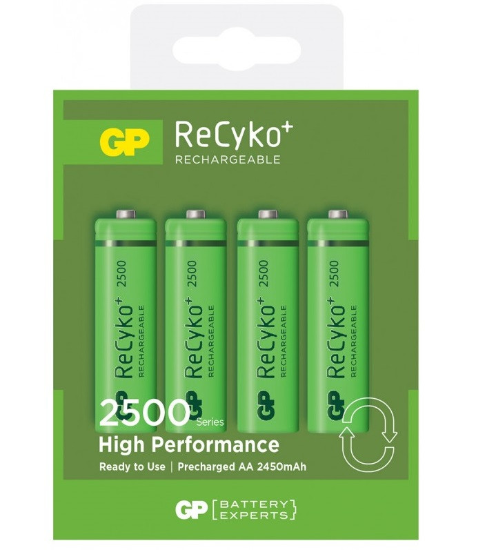 Акумулятори AA GP ReCyko+ (R6) 2500mAh NiMh 4шт (GP250AAHCE-2GBE4),V 1.2