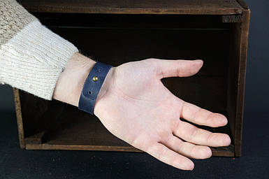 Браслет на руку з натуральної шкіри колір Синій