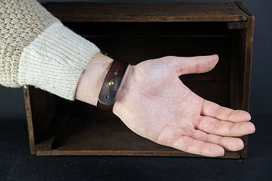 Шкіряний браслет на руку, натуральна шкіра італійський краст, колір Вишня