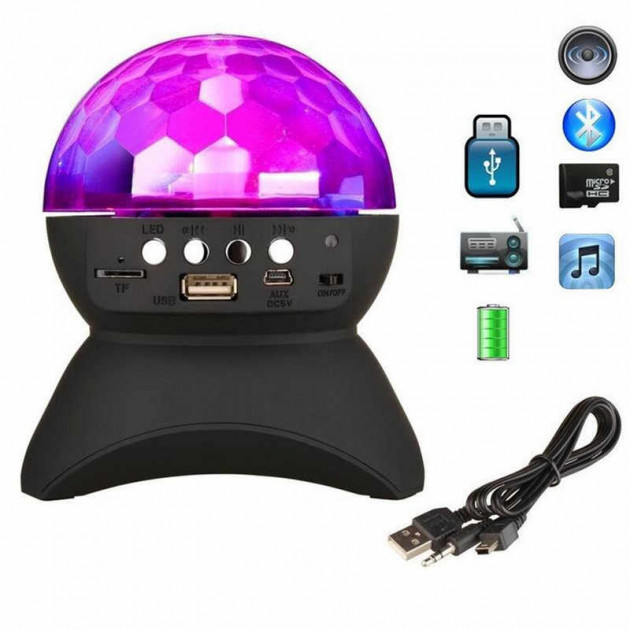 Диско-куля на акумуляторі Charging crystal magic ball Bluetooth L-740 Black