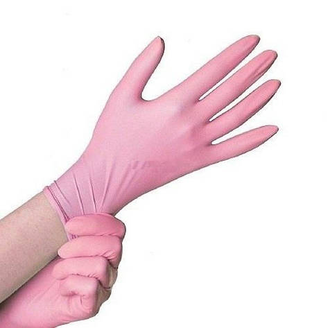 Рукавички нітрилові неопудрені рожеві розмір зі 100 ШТ Medicom, фото 1