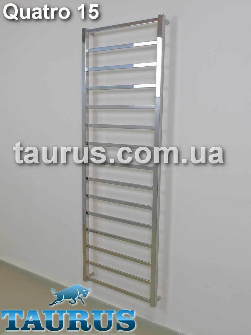 Сушарка для рушників для великої ванної кімнати Quatro 15/1550х450. Плоский дизайн. Квадратні труби 20х10, 30х30, фото 1