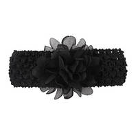 Дитяча чорна пов'язка на голову - окружність голови приблизно 26-50см, діаметр квітки 8см