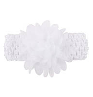 Дитяча біла пов'язка на голову - окружність голови приблизно 26-50см, діаметр квітки 8см