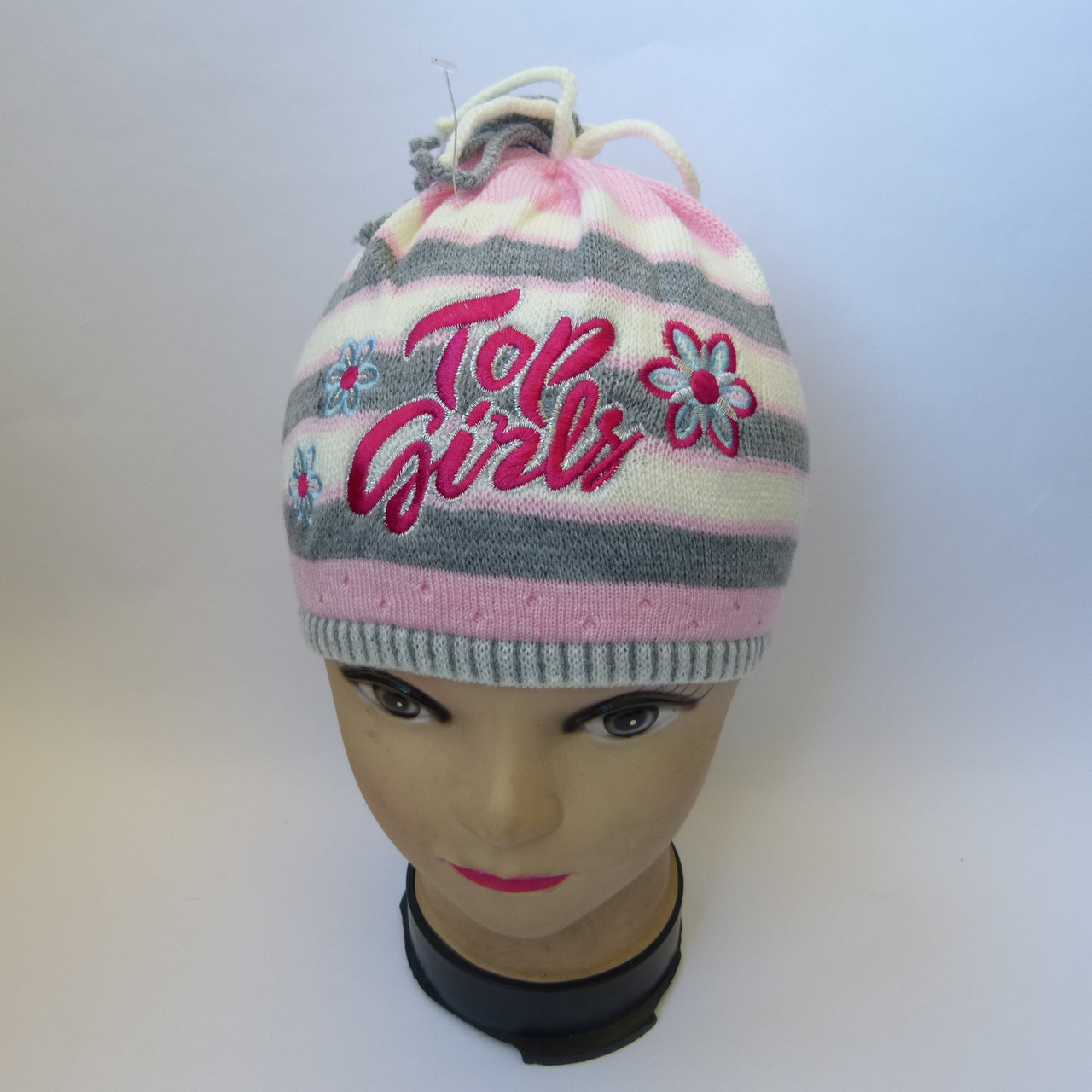 Оптом Дитяча в'язана шапка для дівчинки 4-6 років