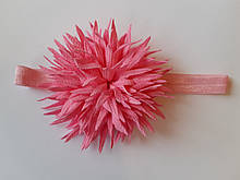 Дитяча красива пов'язка світло-рожева - окружність 38-60см, квітка 9см