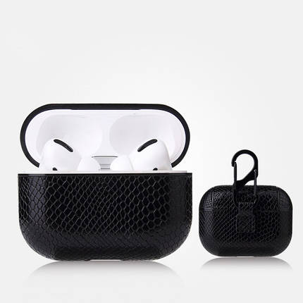 Чохол для навушників Apple AirPods Pro Alitek Snake Skin Black + карабін, фото 1