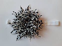 Дитяча красива пов'язка різнобарвна, леопардова - окружність 38-60см, квітка 9см