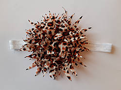 Дитяча красива пов'язка з леопардовим принтом - окружність 38-60см, квітка 9см