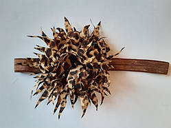 Дитяча красива пов'язка з леопардовий - окружність 38-60см, квітка 9см