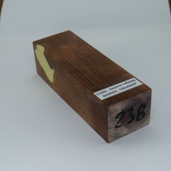 Стабілізована деревина брусок Береза гібрид, RESINOL, 135х43х37
