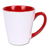 Чашка для сублимации цветная внутри и ручка Latte 350 мл (красный)