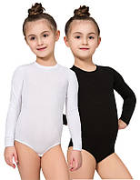 Купальник Nam дитячий довгий рукав із застібкою знизу танці гімнастика хореографія однотонний бавовняний 4–12 років різнокольорови