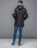 Вітровка парку Чоловіча спортивна куртка весна-осінь Чорна водовідштовхувальна тканина, фото 2