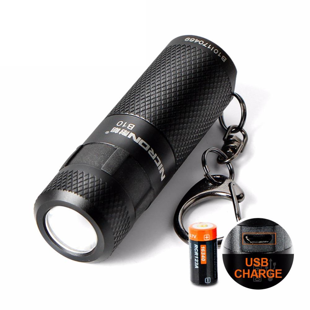 Кишеньковий ліхтар Nicron B10 + Aкумулятор 16340 (200LM, Cree XP-E2 R3, USB) міні ліхтарик із роторним керуванням
