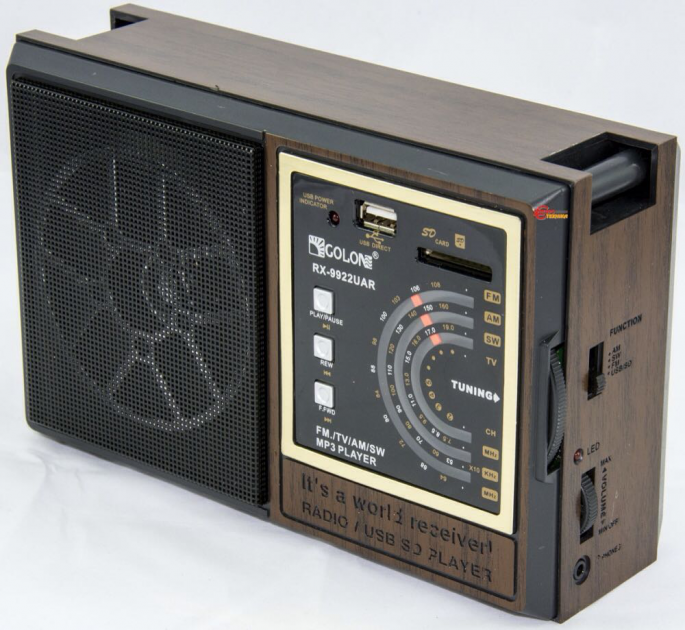 Радіоприймач Golon акумуляторний FM радіо приймач в ретро стилі з USB виходом під флешку Коричневий RX-9922