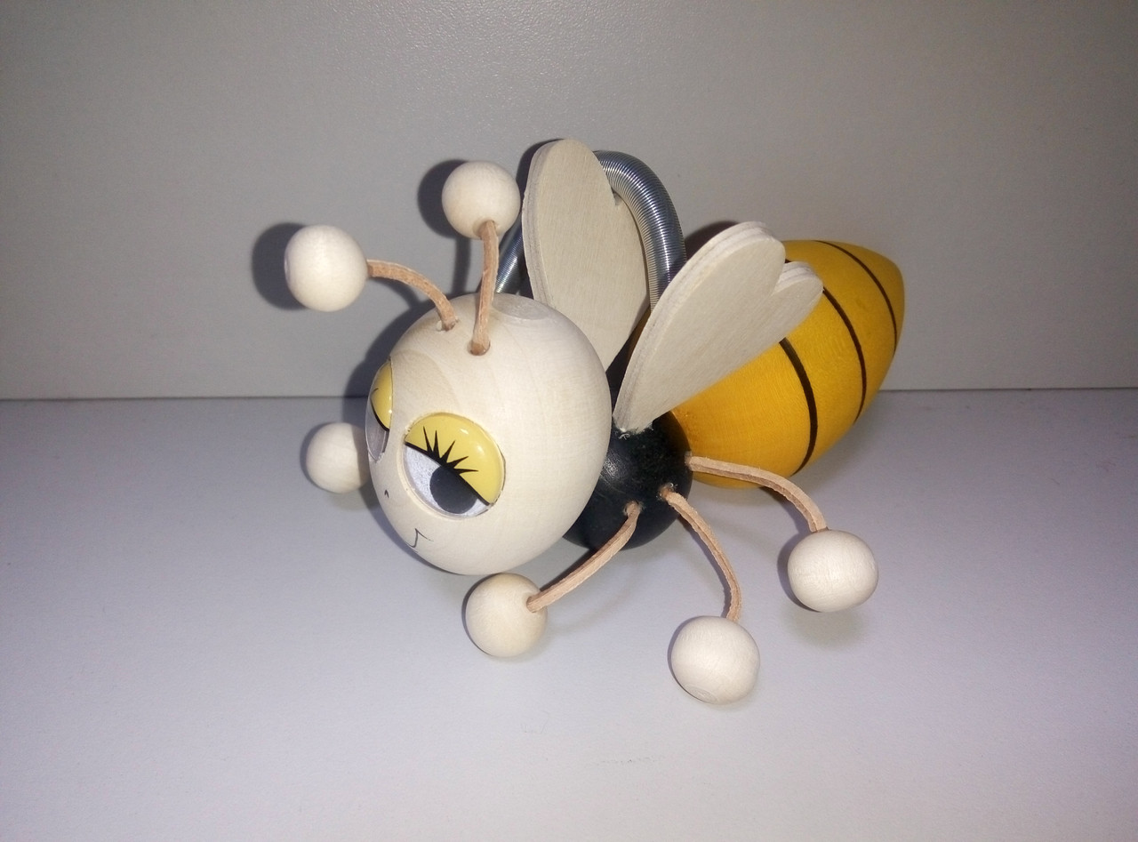 Іграшка сувенірна дерев'яна на пружині для бджоляра, для любителів меду та пасіки.LYSON Польща