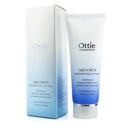 Зволожувальна та вибілювальна маска-плівка для обличчя Ottie Aqua Rich Whitening Peel Off Mask Pack 150 мл