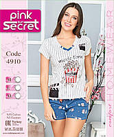 Пижама женская "Pink Secret" футболка+шортики Турция