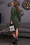 Плаття зелене пряме вільне, розкльошене під пояс, фото 5