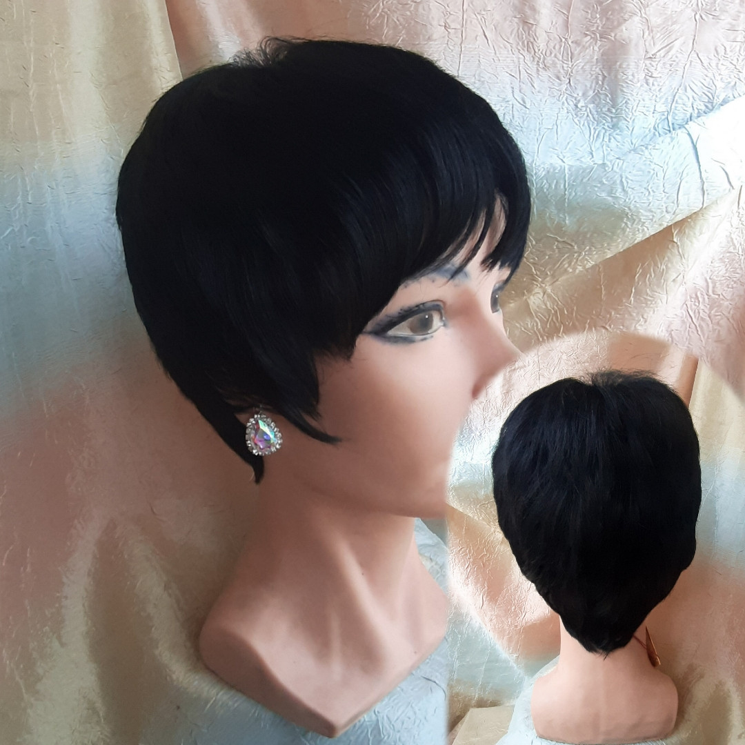 Перука коротка з термоволосся чорна кава RG1777-2, фото 1