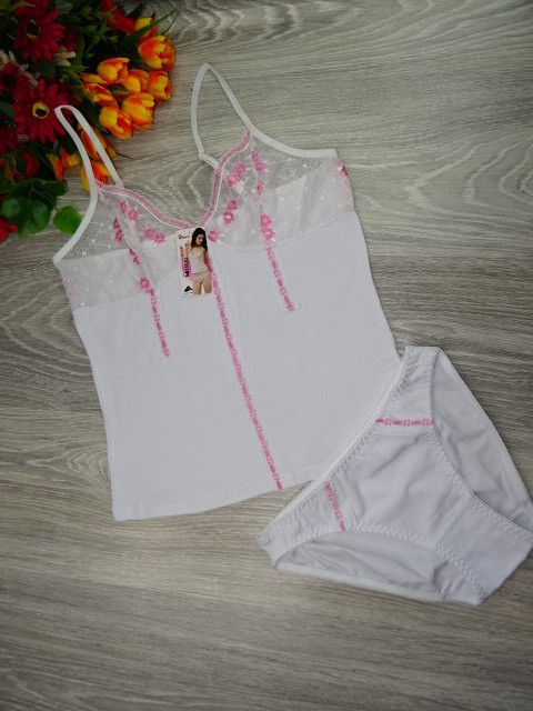 Набір майка та трусики Indena бавовна 2XL (48-50) білий з рожевим (87005)