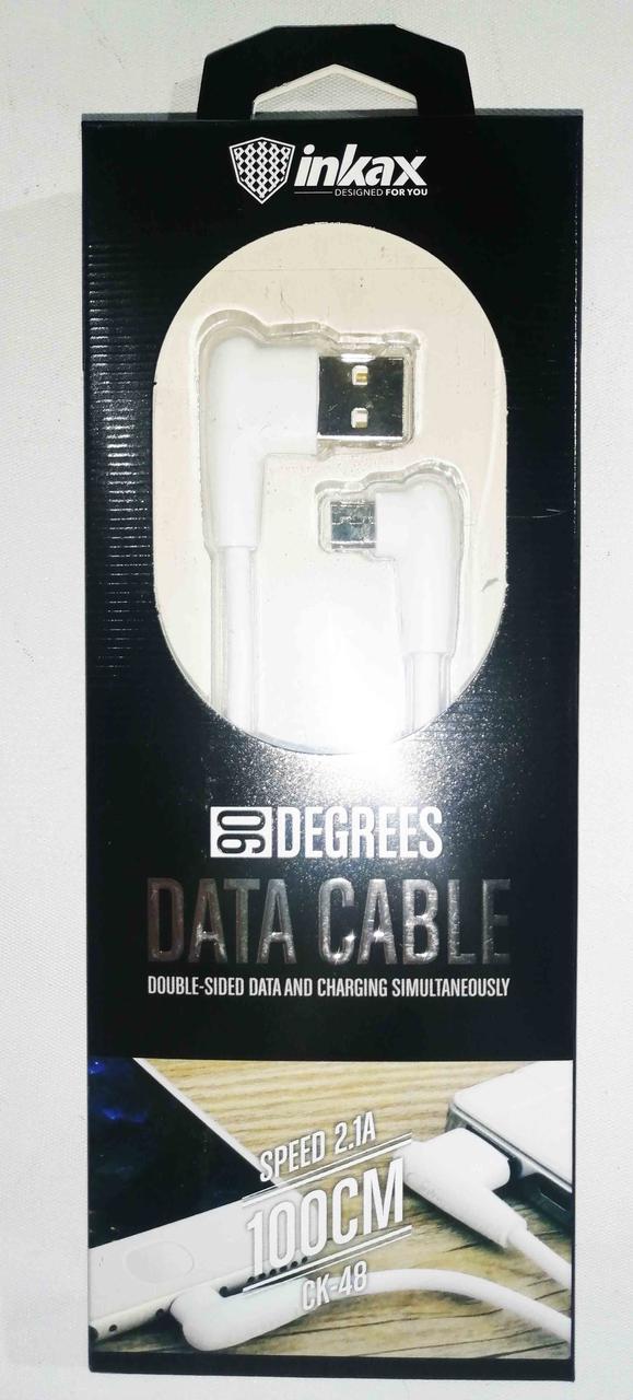 Шнур USB- micro USB Inkax CK-48-V8 кутовий