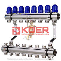 Колектор для променевої розводки радіаторів опалення KOER 1"x8, фото 3