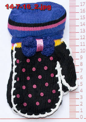 Оптом рукавиці дитячі в'язані подвійні - різні кольори - 14-7-16, фото 3