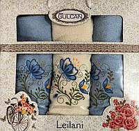 Набор полотенец Merzuka Leilani махровые 50-90 см-2 шт,70-140 см-1 шт голубой