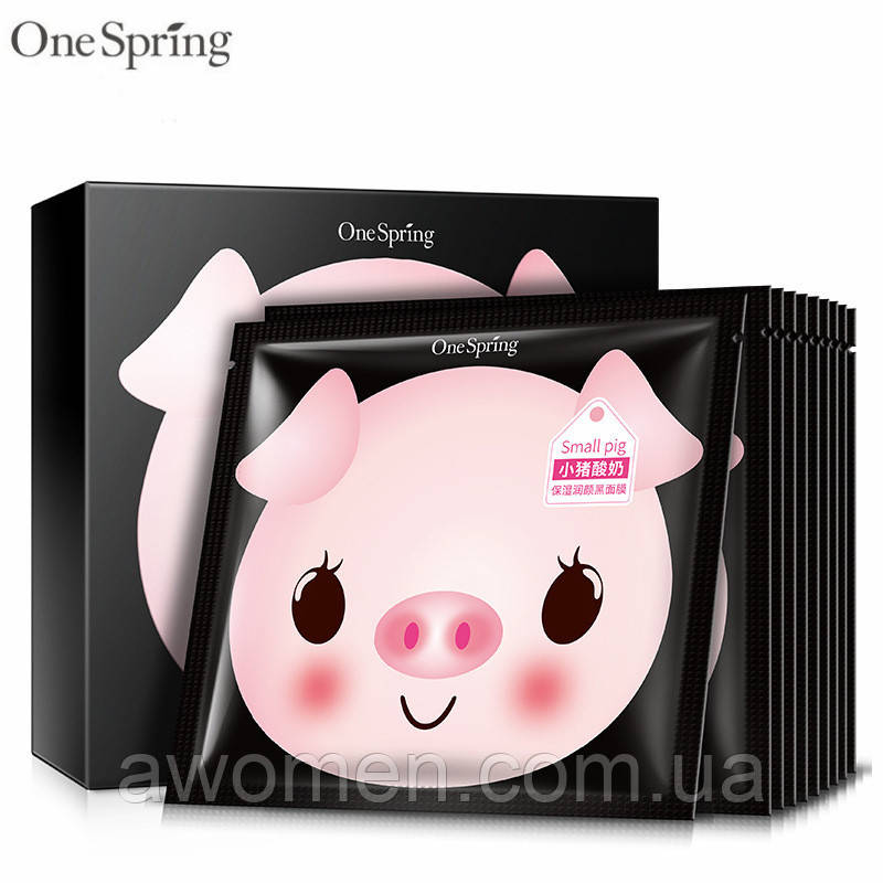 Маска для обличчя йогуртова One Spring Piggy Yogurt Refreshing Black 25 g, фото 1
