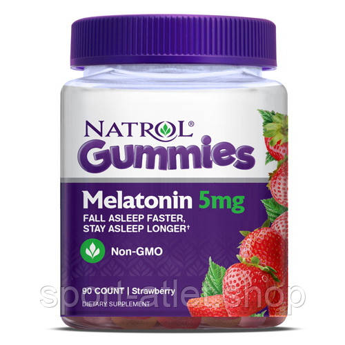 Натуральная добавка Natrol Melatonin 5 mg Gummies, 90 желеек - клубника - фото 1 - id-p1132932137