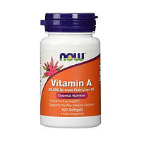 Витамины и минералы NOW Vitamin A 25000 IU, 100 капсул