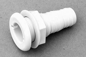 Білий зливний пластиковий штуцер 16 мм