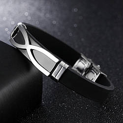 Чоловічий браслет з каучуку зі сталевою вставкою