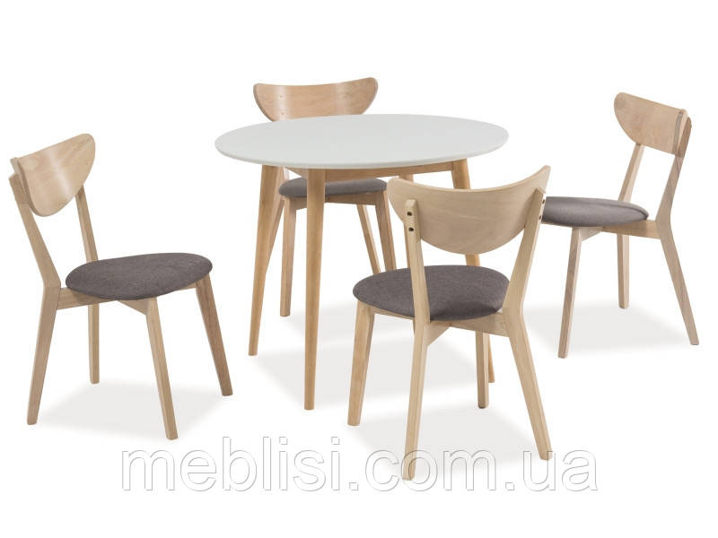 Стіл LARSON білий/дуб білений 90X90 (Signal)