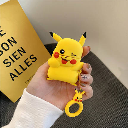 Чохол для навушників Apple AirPods Alitek Пікачу Yellow Wink + тримач, фото 2