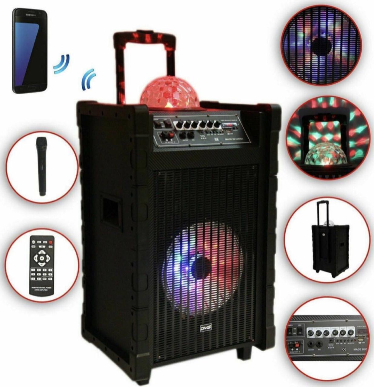 Акустична система Колонка акумуляторна DMS K10-10FZ Bluetooth, USB, MP3, Wireless LED